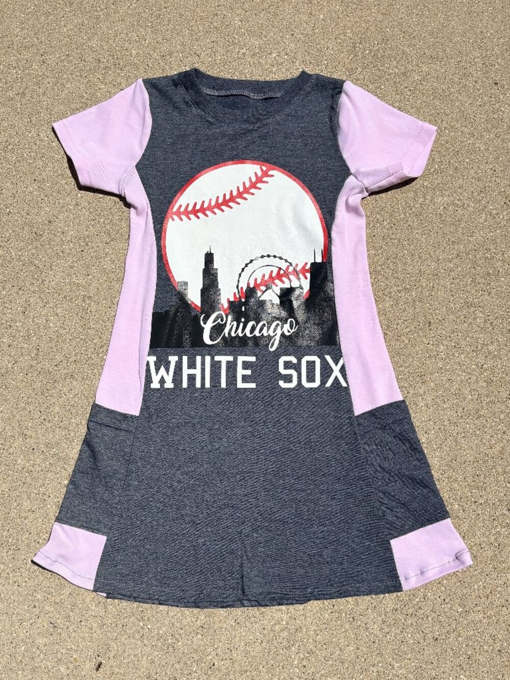 Chicago White Sox MLB Baseball Handmade reworked toddler 5 tunic t shirt dress